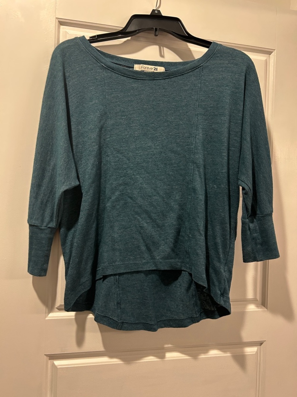 Forever 21 Teal Relaxed Boatneck Dolman Top